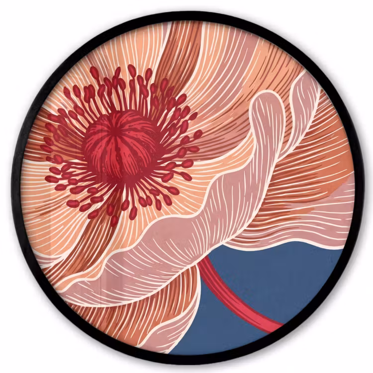 Photo Frame Round - Flowers - Modern - Abstract - Bloemen - Modern - Abstract Fotolijst rond zonder passe partout klein
