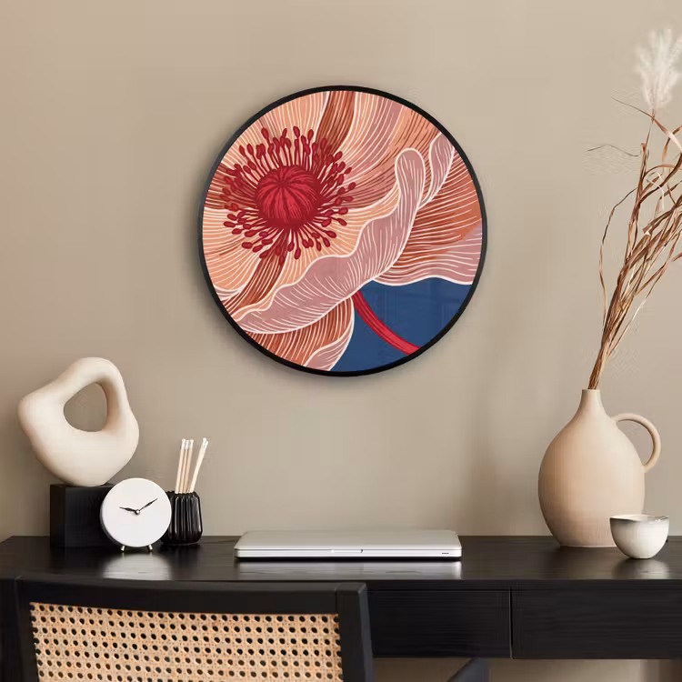 Photo Frame Round - Flowers - Modern - Abstract - Bloemen - Modern - Abstract Fotolijst rond zonder passe partout klein