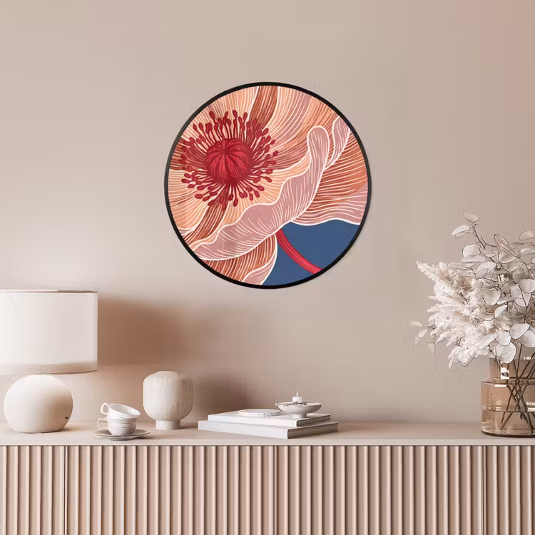 Photo Frame Round - Flowers - Modern - Abstract - Bloemen - Modern - Abstract Fotolijst rond zonder passe partout klein