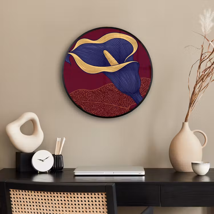 Photo Frame Round - Flowers - Modern - Purple - Bloemen - Modern - Paars Fotolijst rond zonder passe partout klein