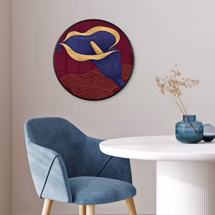 Photo Frame Round - Flowers - Modern - Purple - Bloemen - Modern - Paars Fotolijst rond zonder passe partout klein