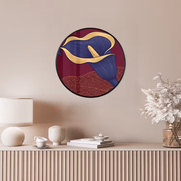 Photo Frame Round - Flowers - Modern - Purple - Bloemen - Modern - Paars Fotolijst rond zonder passe partout klein