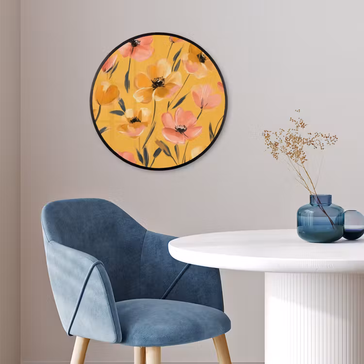 Bloemen - Geschilderd - Geel Fotolijst rond zonder passe partout klein -sfeer2