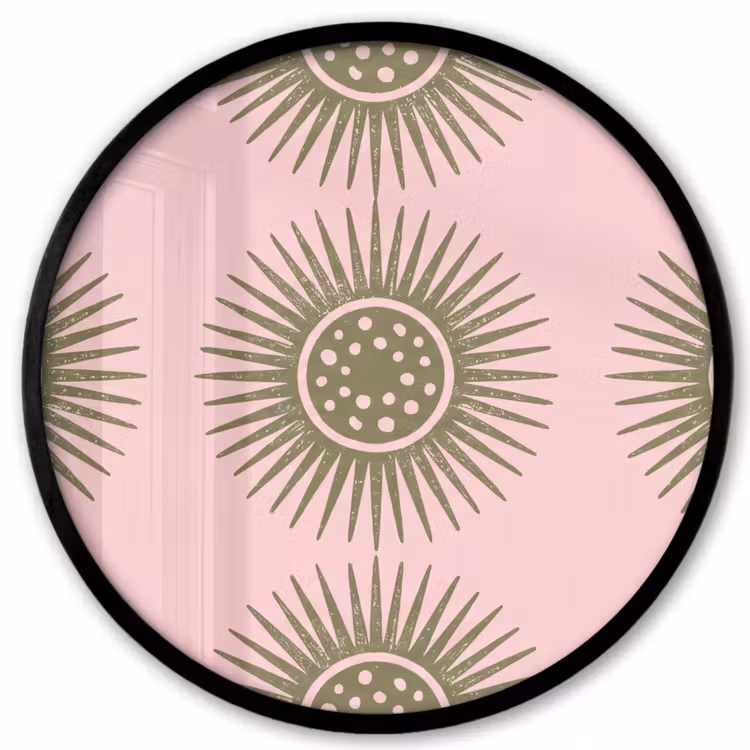 Bloemen - Patroon - Abstract - Roze - Groen Fotolijst rond zonder passe partout klein -3d