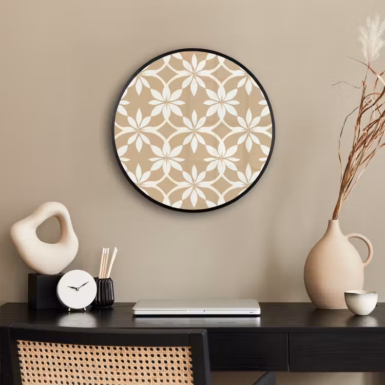 Bloemen - Patroon - Beige Fotolijst rond zonder passe partout klein 856 -sfeer1