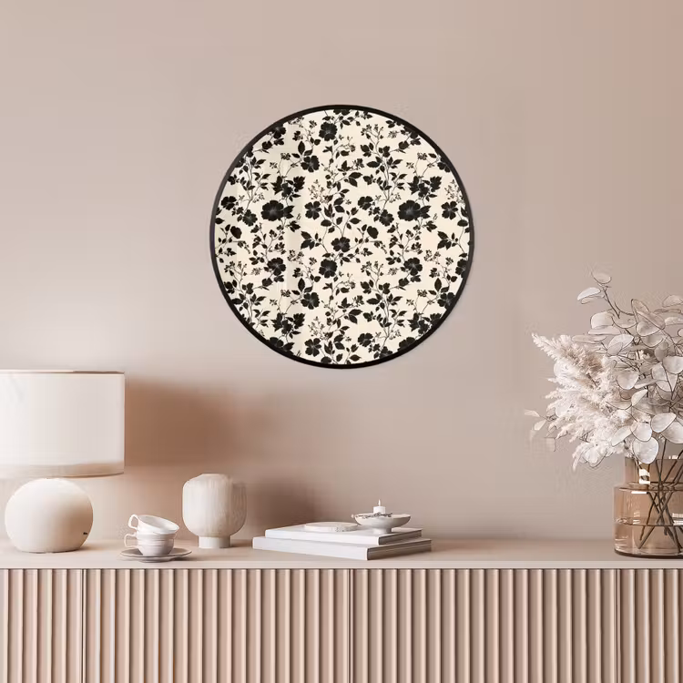 Bloemen - Dessin - Zwart Fotolijst rond zonder passe partout klein 856 -sfeer3