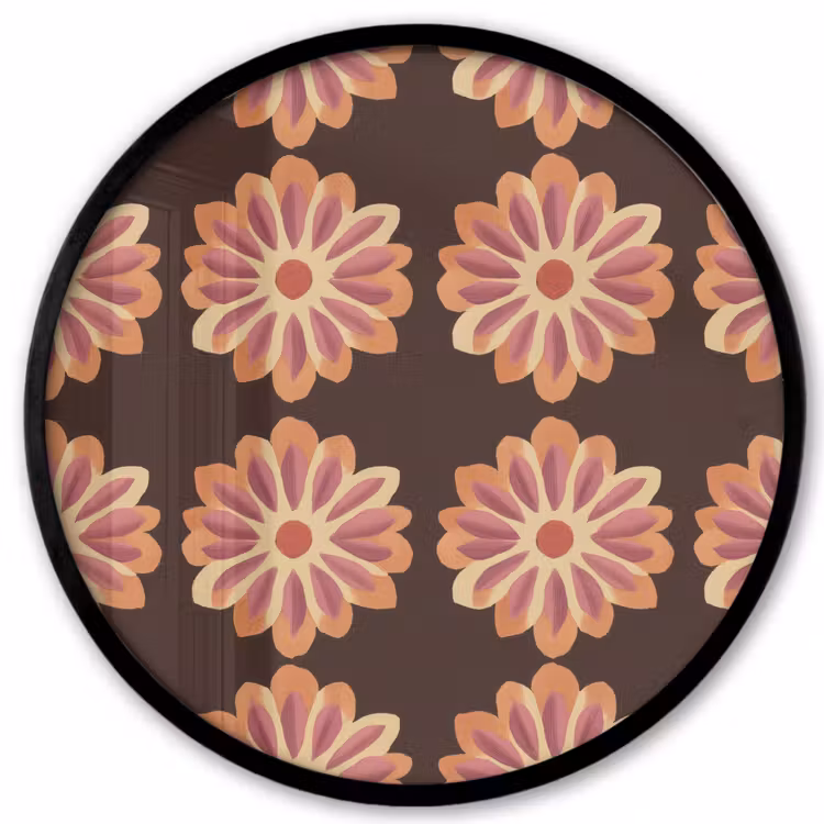 Bloemen - Patroon - Bruin Fotolijst rond zonder passe partout klein 856 -3d