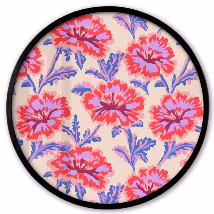 Bloemen - Patroon - Meerkleurig Fotolijst rond zonder passe partout klein 856 -3d