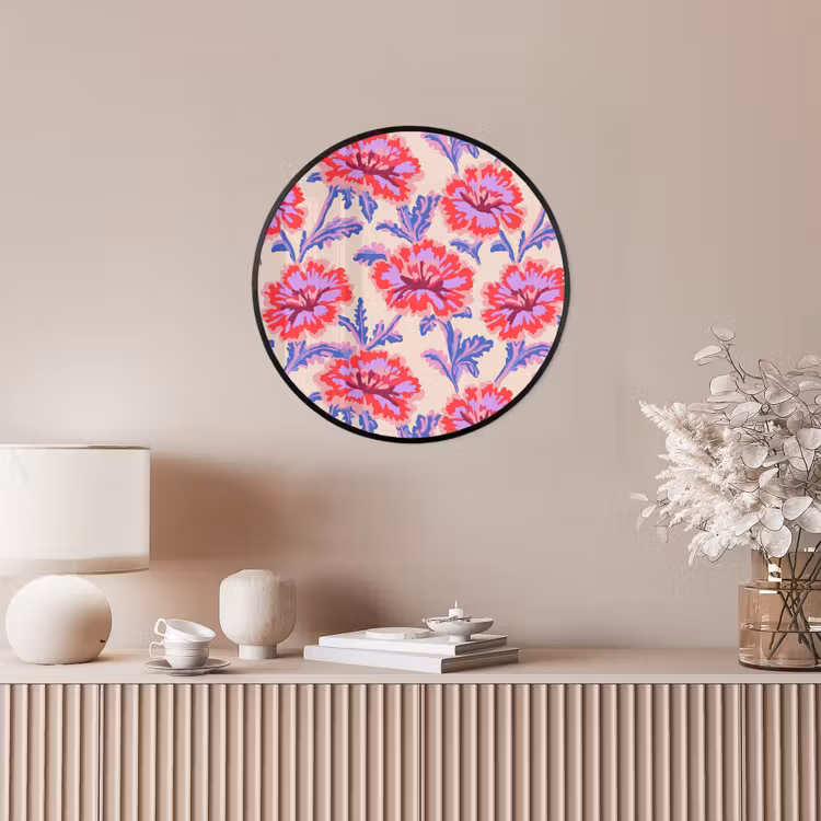 Bloemen - Patroon - Meerkleurig Fotolijst rond zonder passe partout klein 856 -sfeer3