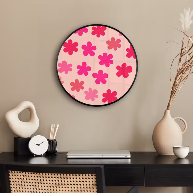 Bloemen - Patroon - Roze Fotolijst rond zonder passe partout klein -sfeer1