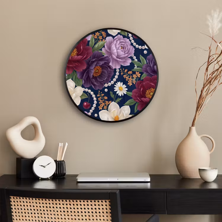Bloemen - Parels - Decoratie - Modern - Blauw Fotolijst rond zonder passe partout klein -sfeer1
