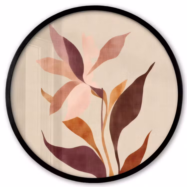 Bloemen - Blaadjes - Minimalistisch - Roze Fotolijst rond zonder passe partout klein -3d