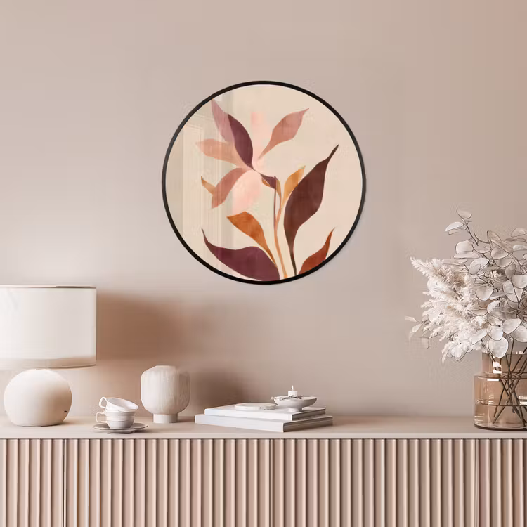 Bloemen - Blaadjes - Minimalistisch - Roze Fotolijst rond zonder passe partout klein -sfeer3