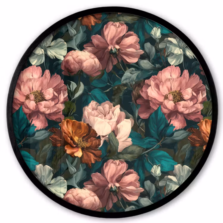 Bloemen - Schilderachtig - Patroon - Roze Fotolijst rond zonder passe partout klein 856 -3d