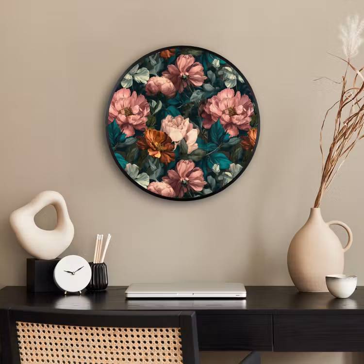 Bloemen - Schilderachtig - Patroon - Roze Fotolijst rond zonder passe partout klein 856 -sfeer1