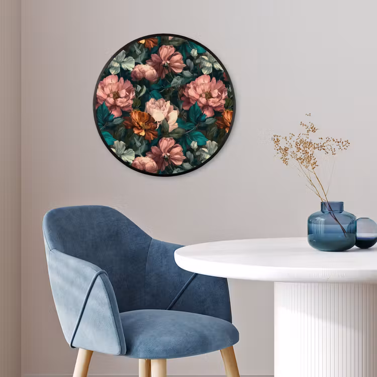 Bloemen - Schilderachtig - Patroon - Roze Fotolijst rond zonder passe partout klein 856 -sfeer2