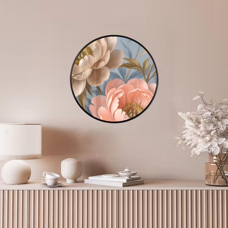 Bloemen - Roze - Beige - Modern - Natuur Fotolijst rond zonder passe partout klein -sfeer3