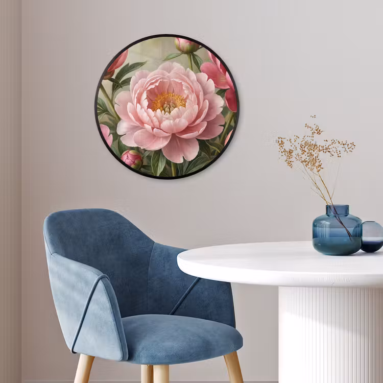Bloemen - Roze - Klassiek - Gedetailleerd - Natuur Fotolijst rond zonder passe partout klein -sfeer2