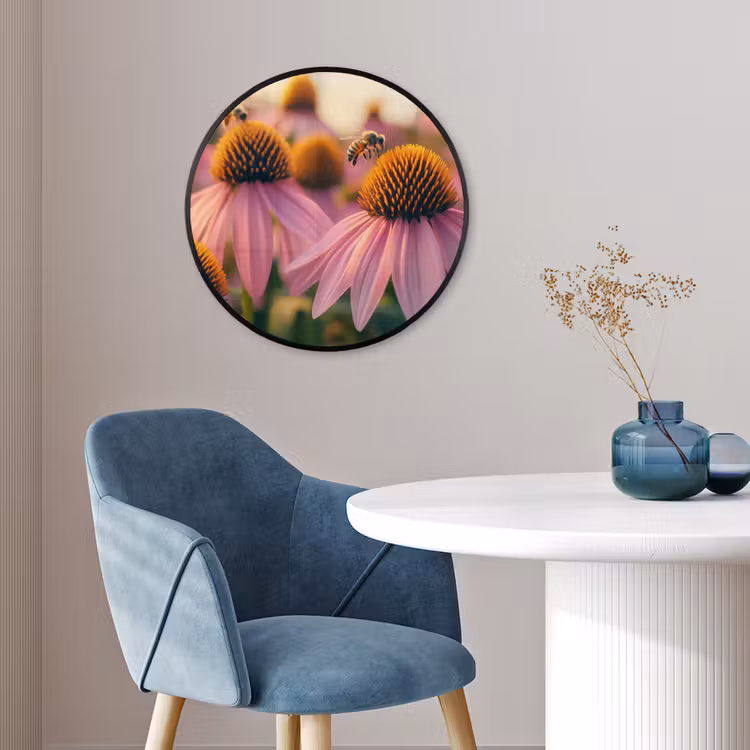 Bloemen - Paars - Bijen Fotolijst rond zonder passe partout klein -sfeer2
