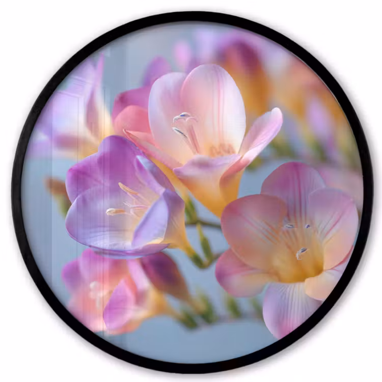 Bloemen - Paars - Overloop - Meeldraden Fotolijst rond zonder passe partout klein -3d