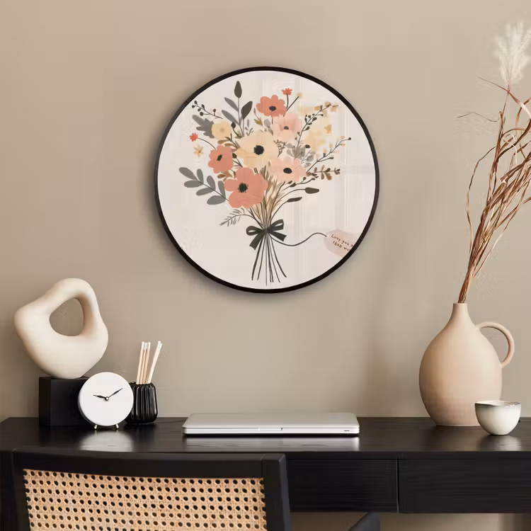 Bloemen - Quote - Beige - Lint Fotolijst rond zonder passe partout klein -sfeer1