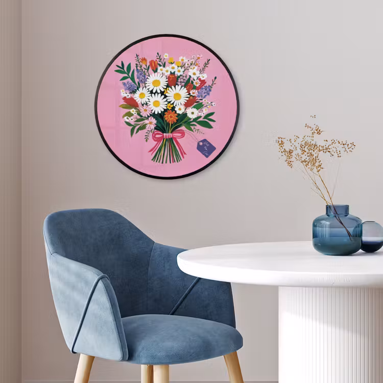Bloemen - Quote - Kaartje - Kleurrijk Fotolijst rond zonder passe partout klein -sfeer2