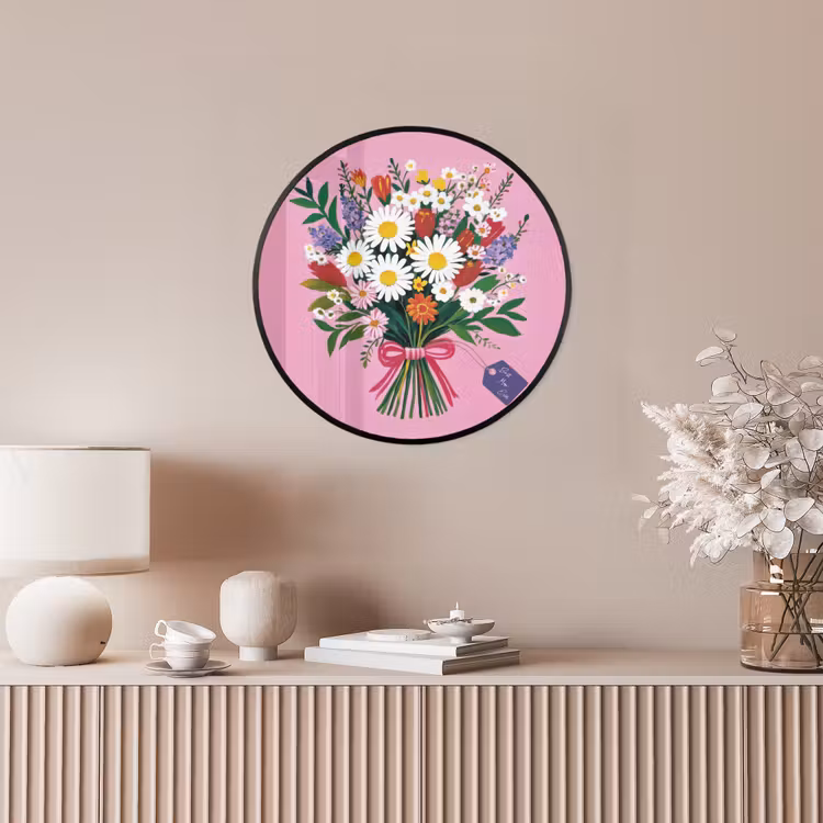 Bloemen - Quote - Kaartje - Kleurrijk Fotolijst rond zonder passe partout klein -sfeer3