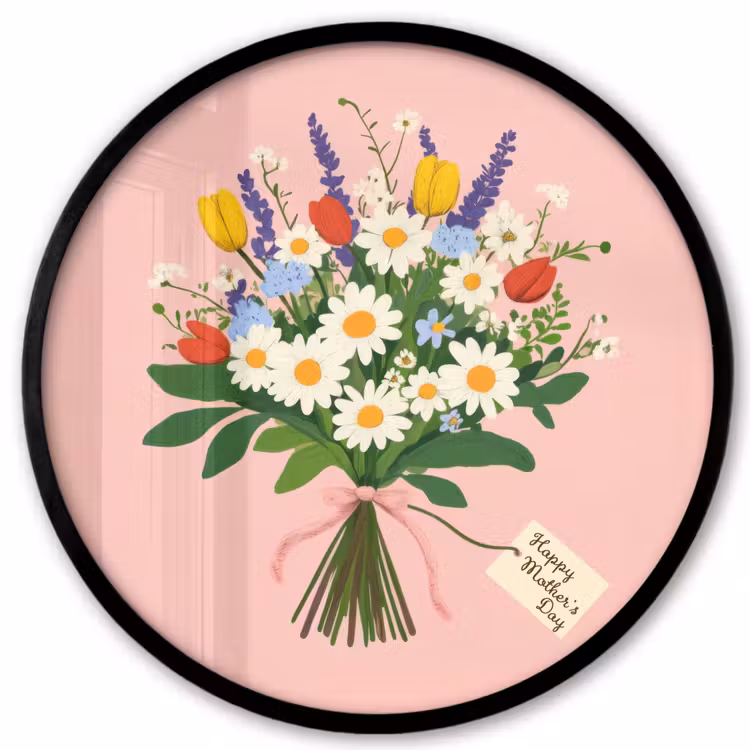 Bloemen - Lint - Kaartje Fotolijst rond zonder passe partout klein -3d