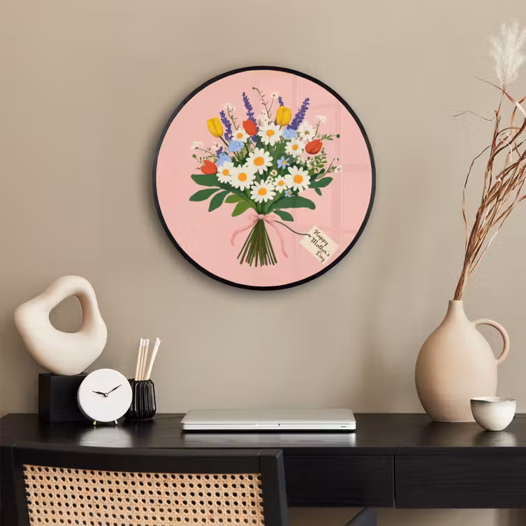 Bloemen - Lint - Kaartje Fotolijst rond zonder passe partout klein -sfeer1