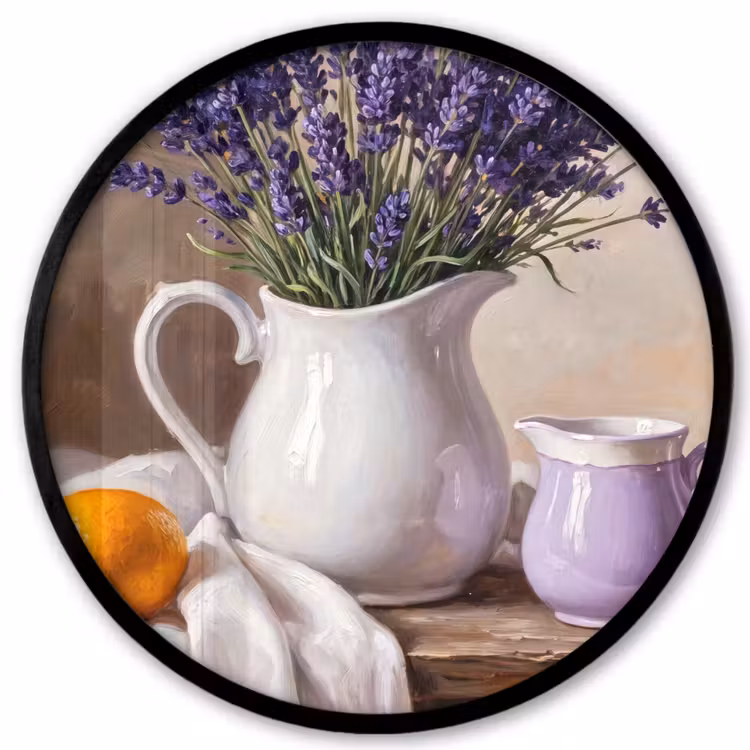 Photo Frame Round - Flowers - Still Life - Purple - Bloemen - Stilleven - Paars Fotolijst rond zonder passe partout klein