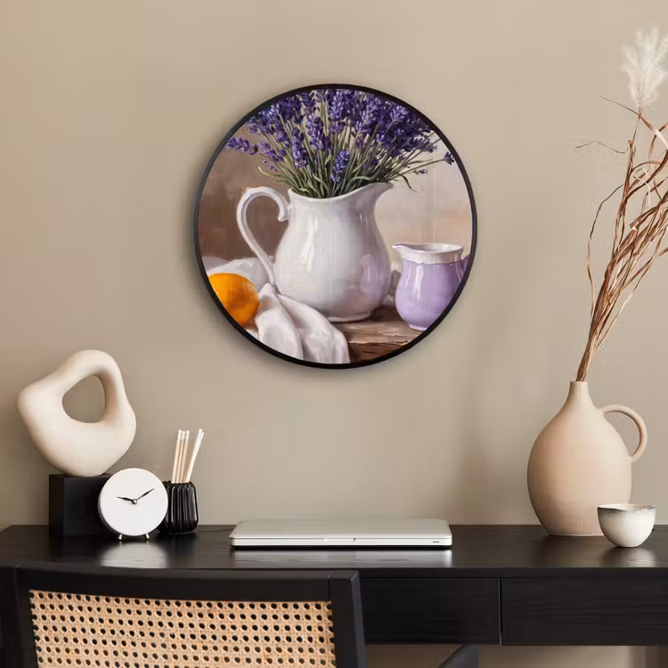 Photo Frame Round - Flowers - Still Life - Purple - Bloemen - Stilleven - Paars Fotolijst rond zonder passe partout klein