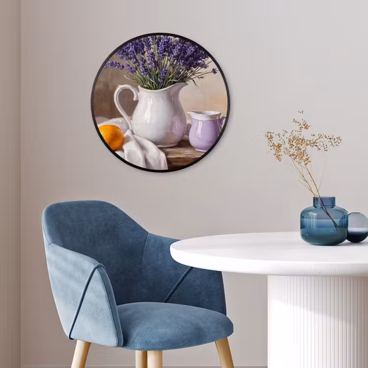 Photo Frame Round - Flowers - Still Life - Purple - Bloemen - Stilleven - Paars Fotolijst rond zonder passe partout klein