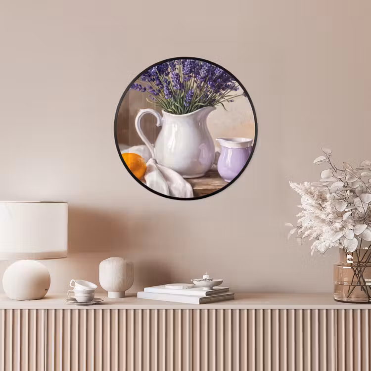 Photo Frame Round - Flowers - Still Life - Purple - Bloemen - Stilleven - Paars Fotolijst rond zonder passe partout klein