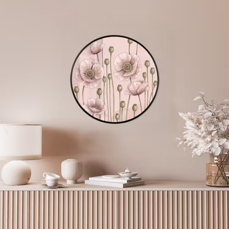 Bloemen - Zomer - Natuur - Aquarel - Roze Fotolijst rond zonder passe partout klein -sfeer3