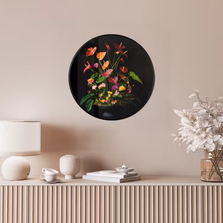 Bloemen - Vaas - Kleurrijk Fotolijst rond zonder passe partout klein -sfeer3