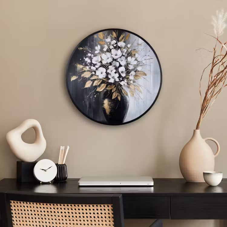 Bloemen - Wit - Vaas - Abstract Fotolijst rond zonder passe partout klein -sfeer1