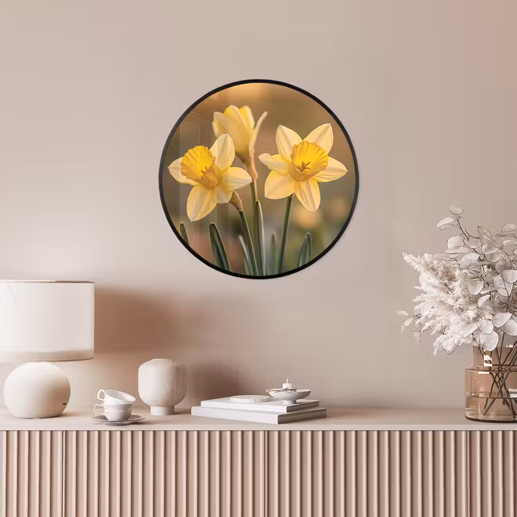 Bloemen - Geel - Wazig Fotolijst rond zonder passe partout klein -sfeer3