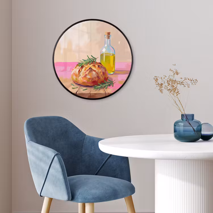 Eten - Brood - Olijfolie - Abstract - Keuken Fotolijst rond zonder passe partout klein -sfeer2