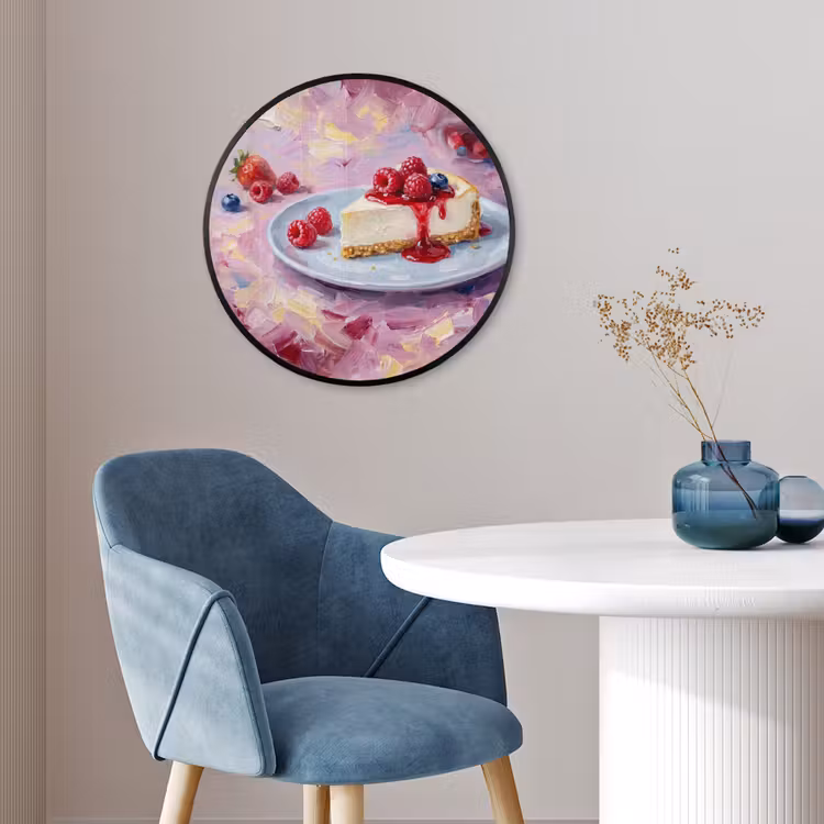 Eten - Cheesecake - Bessen - Abstract - Roze Fotolijst rond zonder passe partout klein -sfeer2