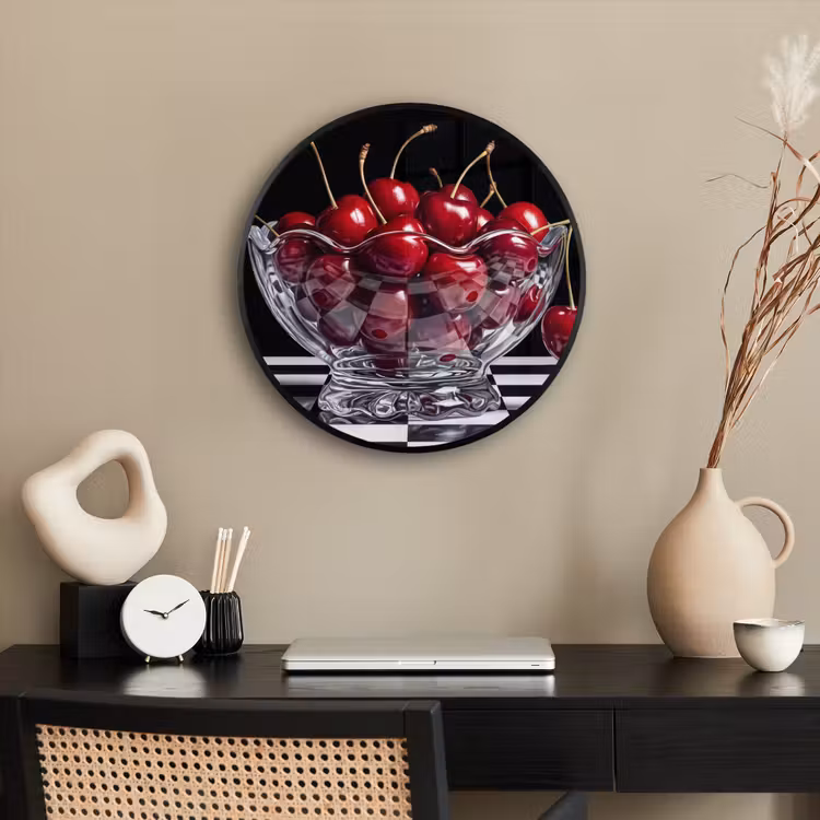 Photo Frame Round - Food - Cherries - Red - Eten - Kersen - Rood Fotolijst rond zonder passe partout klein