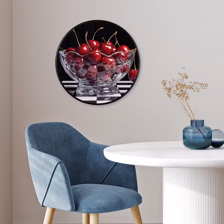 Photo Frame Round - Food - Cherries - Red - Eten - Kersen - Rood Fotolijst rond zonder passe partout klein