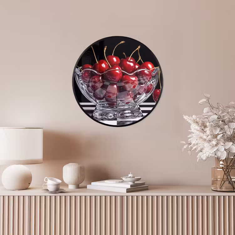 Photo Frame Round - Food - Cherries - Red - Eten - Kersen - Rood Fotolijst rond zonder passe partout klein