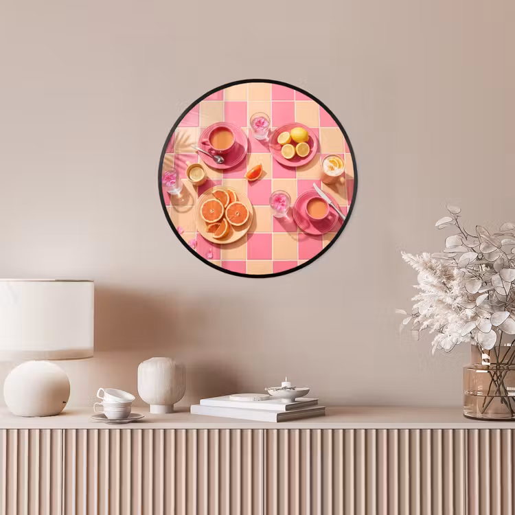 Eten - Citrusvruchten - Stillevens - Roze - Oranje Fotolijst rond zonder passe partout klein -sfeer3