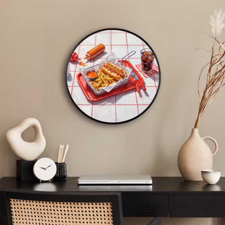 Eten - Hotdog - Fastfood - Modern - Rood Fotolijst rond zonder passe partout klein -sfeer1