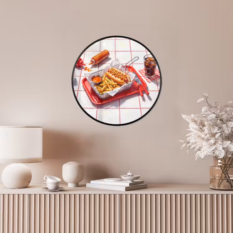 Eten - Hotdog - Fastfood - Modern - Rood Fotolijst rond zonder passe partout klein -sfeer3