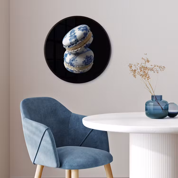 Eten - Macarons - Delfts blauw - Koekjes Fotolijst rond zonder passe partout klein -sfeer2