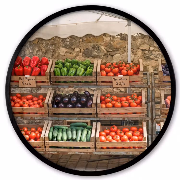 Photo Frame Round - Food - Market - Fresh - Eten - Markt - Vers Fotolijst rond zonder passe partout klein