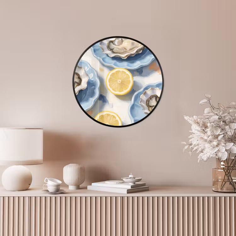 Eten - Oesters - Citroenen - Modern - Geel Fotolijst rond zonder passe partout klein -sfeer3