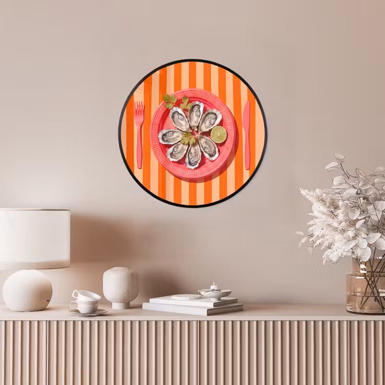 Eten - Oester - Zeevruchten - Oranje - Modern Fotolijst rond zonder passe partout klein -sfeer3