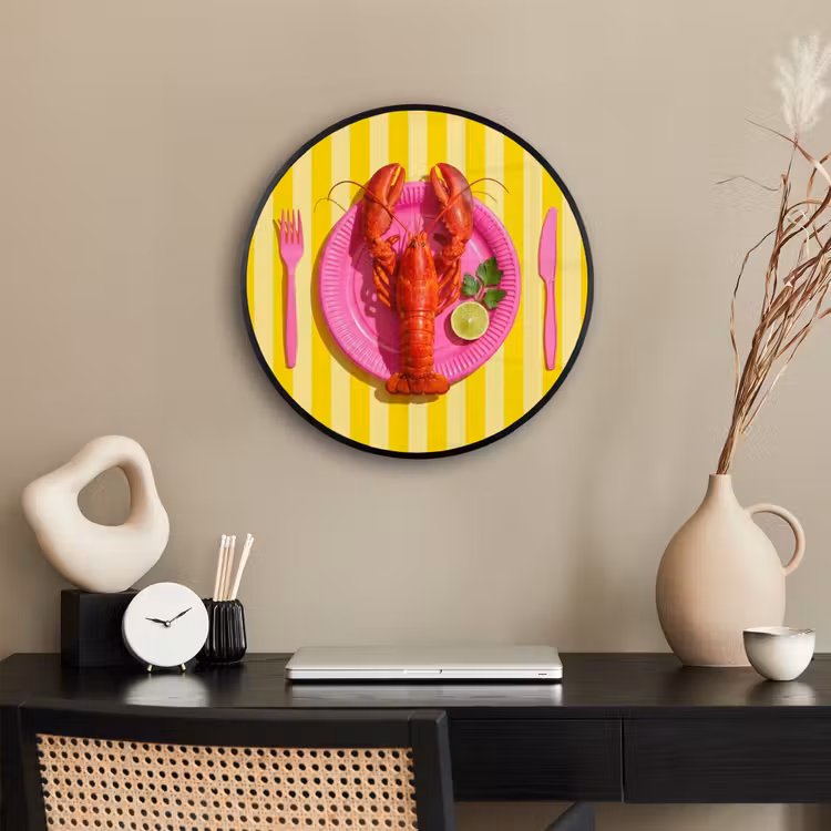 Eten - Roze - Geel - Modern - Culinaire Fotolijst rond zonder passe partout klein -sfeer1